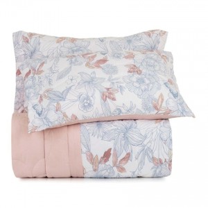 Cobre Leito com 2 Porta Travesseiros Queen Altenburg Pink Tea-1